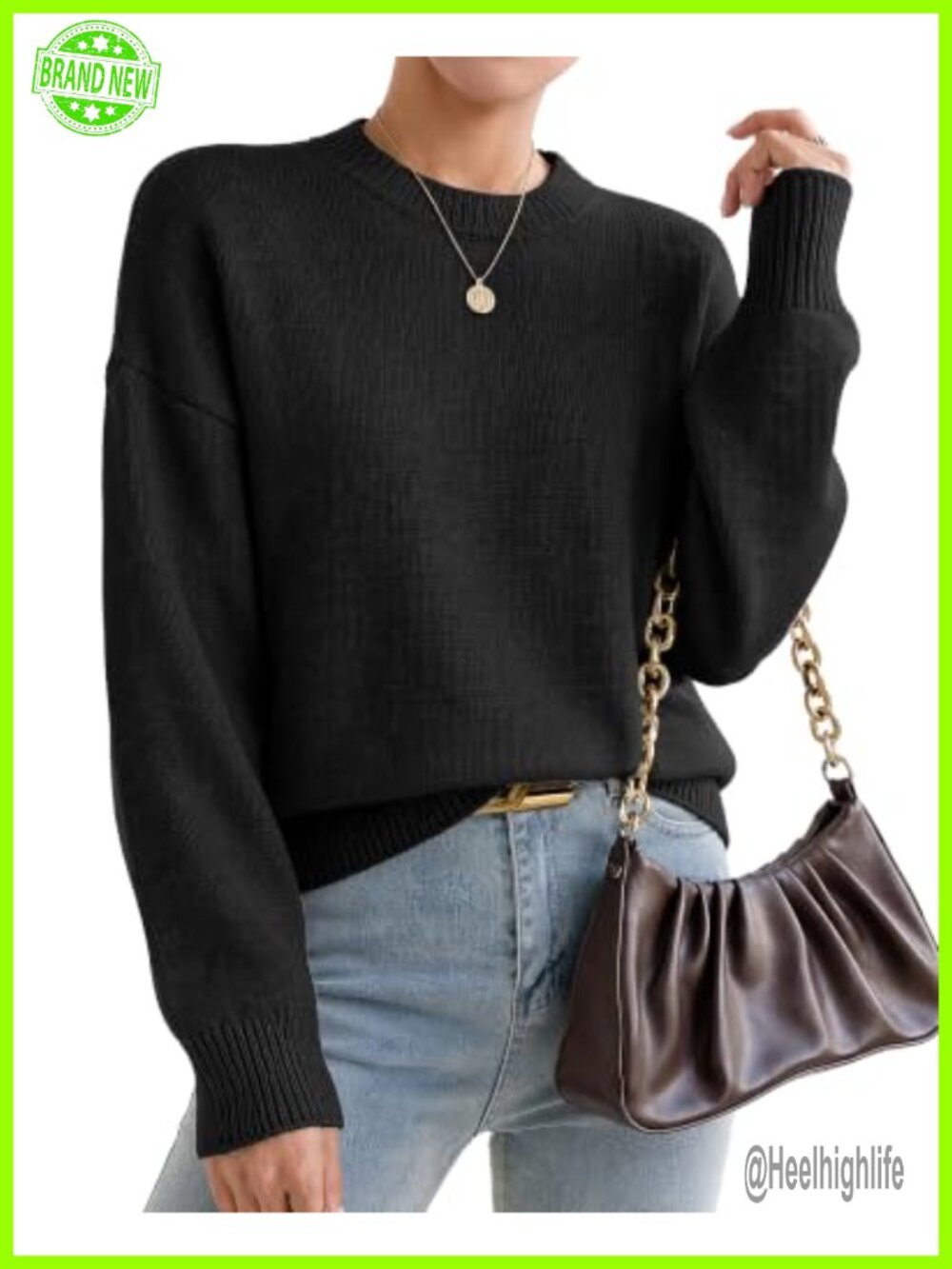 Oversized Cashmere Crewneck Pullover Sweater Women Loose Fit